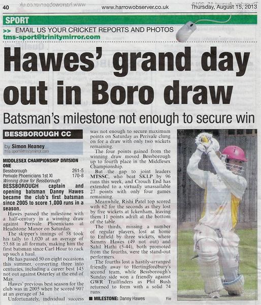 Hawes grand day out in Boro draw 